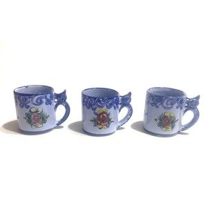 Vestal Made in Portugal Floral Hand Painted Cup Mug #441 Set of 3